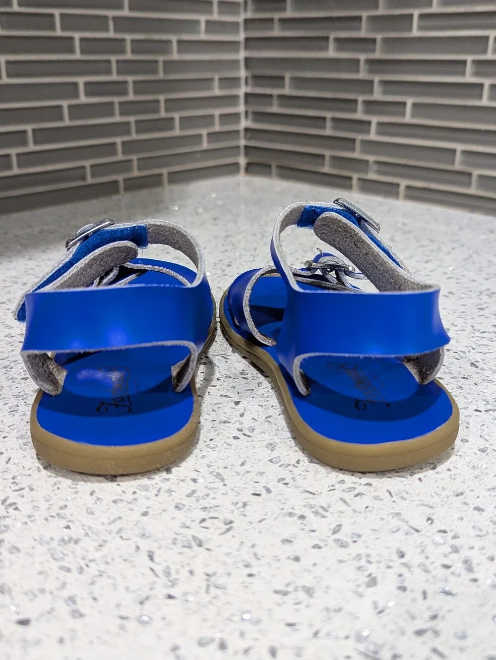Footmates Kids Tide Saltwater Sandal Adjustable Blue Leather Toddler Girls Sz 8